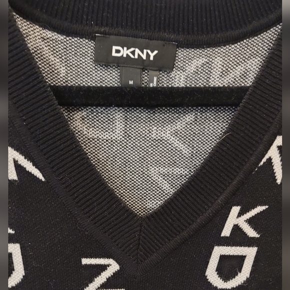 Womens DKNY Logo V Neck Sweater Size M - Picture 3 of 8